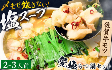何度食べても飽きない美味しさ！こだわり 佐賀牛100% もつ鍋セット 500g(250g×2) 2~3人前 スープ・ちゃんぽん麺付 ホルモン 小腸 吉野ヶ里町/やきとり紋次郎[FCJ100]
