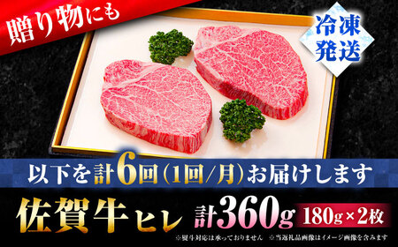 【6回定期便】佐賀牛 ヒレ ステーキ 180g×2枚 総計2.16kg ステーキ定期便[FBX019]