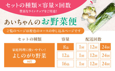 【8品 / 24回定期便】農薬に頼らない！カラダにやさしい「よしのがり野菜」セット（ショート）[FAA003]