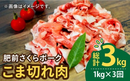 【3回定期便】＜毎日のお料理に便利に使える♪＞肥前さくらポーク こま切れ 1kg (500g × 2パック) 佐賀県産 国産豚肉 小間 小分け 吉野ヶ里町/アスタラビスタ[FAM029]