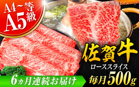 【6回定期便】佐賀牛 ローススライス 3kg (500g×6回) しゃぶしゃぶ すきやき[FDB031]