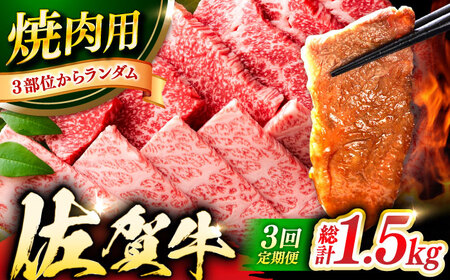 【3回定期便】 艶さし！ 佐賀牛 焼肉用 計1.5kg (500g×3回) ※バラ・肩ロース・モモのいずれかの部位※ 吉野ヶ里町 佐賀牛 牛肉 肉 焼肉 バラ 肩ロース 国産 ブランド牛 モモ [FDB033]
