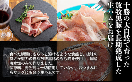 鹿追産 自然放牧黒豚 12か月長期熟成ハモンセラーノ・無添加生ハム（80g×2） SKN011