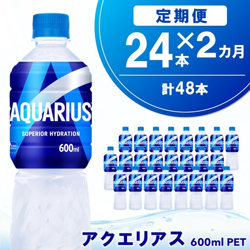 【2カ月定期便】アクエリアス 600mlPET×24本(1ケース) K090457