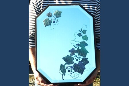 里山彩鏡・山葡萄の壁掛面取り鏡 K024071