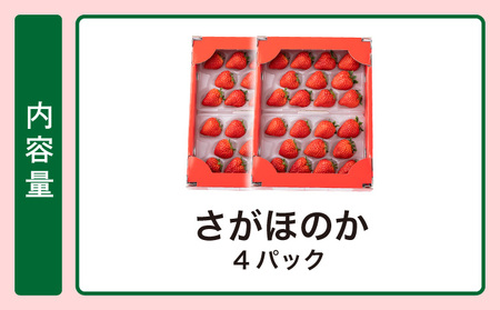 数量限定!あまい 果汁溢れる!最高級品質 ”さがほのか” いちご 約1kg(235g×4p)