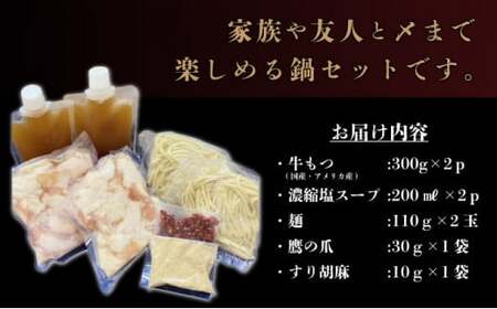 【2026年1月配送】5~6人前 国産牛モツ入り 絶品塩もつ鍋(600g)