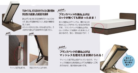 フランスベッド BG-001（跳ね上げ収納タイプ 260mm）シングル【ベッドフレームのみ】R-308