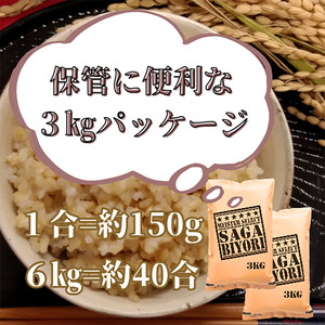 CID27_【玄米】さがびより６ｋｇ（３ｋｇ×２袋）【五つ星お米マイスター厳選！】