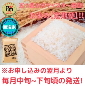 CID54_【５回定期便】無洗米さがびより１０ｋｇ（５ｋｇ×２袋） 【五つ星お米マイスター厳選！】
