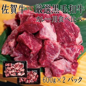 DX039_佐賀牛×厳選黒毛和牛　カレー用食べ比べ　600ｇ×2