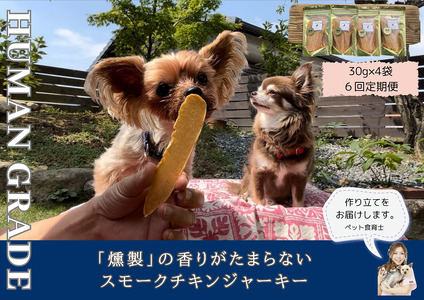 FB151_ 犬の無添加おやつ☆燻製の香りがたまらないスモークチキンジャーキー【6回定期便】
