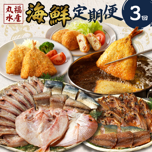 丸福水産・海鮮定期便（3回）｜ 干物 アジフライ 干物 定期便【Z068】