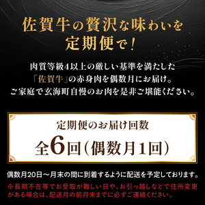 【上撰】佐賀牛 赤身 定期便（6回／偶数月）／ 牛肉 定期便 【Z044】