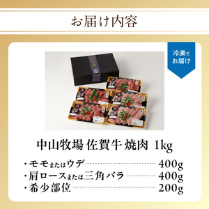 【最速配送】佐賀牛焼肉 1kg ／ 霜降り 赤身 希少部位 焼肉【C027】
