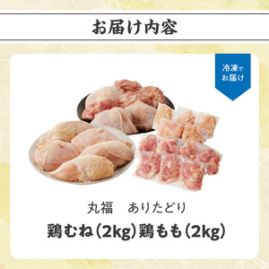 ありたどり 鶏もも肉約2kg＆鶏むね肉約2kgセット