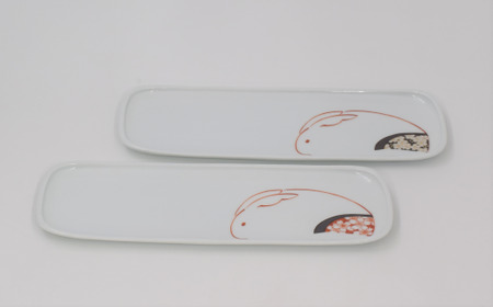 深川製磁 有田焼 SAKURA ペア一文字皿 A50-216