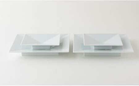 【川上元美デザイン】 Rin 角皿 4枚セット【KIHARA】有田焼 食器 器 うつわ ペアセット 食器セット 皿 小皿 取皿 プレート サラダ カルパッチョ 白 シンプル 電子レンジ対応 キハラ A24-2