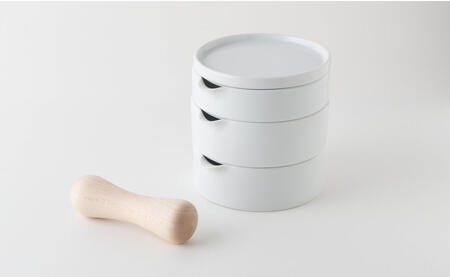 【コンパクトで多機能】SITAKU 5点セット【KIHARA】有田焼 蓋つきキッチンツール おろし器 レモン絞り すり鉢 すり棒 収納 一人暮らし 食器 離乳食 出産祝い 食洗機対応 キハラ A35-371