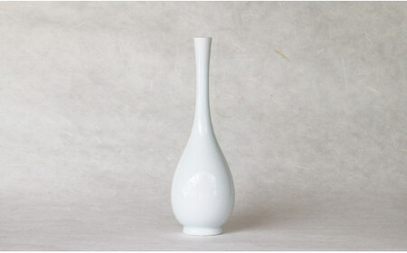 ろくろの現代の名工 矢鋪與左衛門作 白磁 細首花入れ 有田焼 伝統工芸