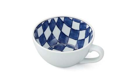 源右衛門窯 染付市松紋 スープ碗 器 食器 皿 デザートカップ カフェオレボウル 有田焼 A40-305