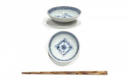 有田焼 工房禅 横田翔太郎 染付 豆皿 ダイヤ 窓絵 2枚 セット 24to3 西富陶磁器 初期伊万里 A15-328