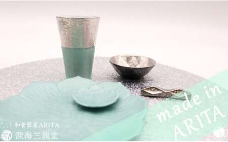 人気のアイテム 6点 セット / グリーン プラチナ 深海三龍堂 有田焼 和食器 モダン フリーカップ ビアグラス ターコイズグリーン A40-295