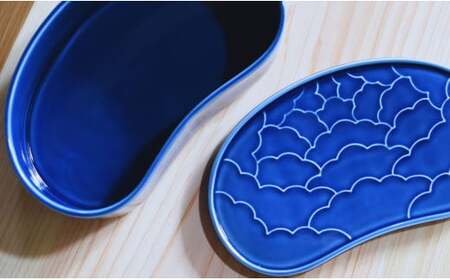 有田焼 ルリ釉 繭型蓋物【ARITAYAKI-STORE】食器 うつわ ハレの日 めでたい おもてなし おせち 高級食器 ハンドメイド A24-145