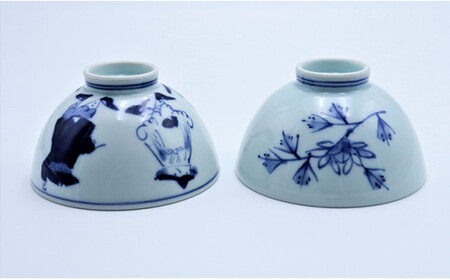 有田焼 青花 絵変りペア飯碗 あや千 有田焼 お茶碗 ご飯茶碗 ゆのみ ごはん茶碗 湯呑 和食器 食器 うつわ 器 35000円 3.5万円 A35-399