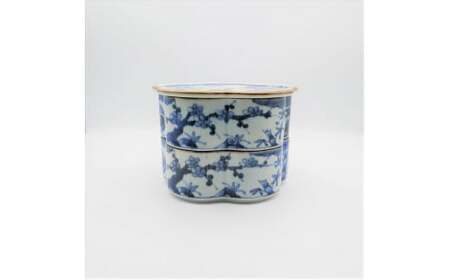 有田焼【染付松竹梅 梅型二段重蓋物】プレアデス A100-94