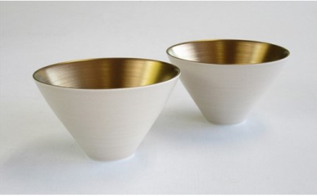 A35-61 ARITA PORCELAIN LAB(アリタポーセリンラボ) ゴールド・ペア小鉢小飯碗 有田焼