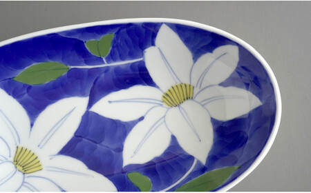 有田焼 食洗機対応 鉄仙花カレー皿 2点セット【泰山】食器 器 うつわ 皿 楕円皿 ボウル A45-287