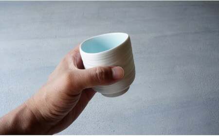 有田焼 白妙磁湯呑B【晩香窯・庄村久喜】食器 うつわ 器 湯呑 おしゃれ プレゼント モダン シンプル お茶 青 35000円 3.5万円 A35-544