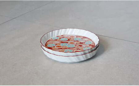 有田焼 流水菊銘々皿 2枚セット【まるふく】ケーキ皿 取皿 お正月 はれの日の器 和食器 プレート 赤絵 和食 お皿 30000円 3万円 A30-743