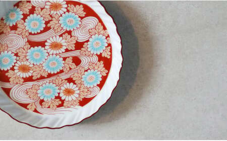 有田焼 流水菊銘々皿 2枚セット【まるふく】ケーキ皿 取皿 お正月 はれの日の器 和食器 プレート 赤絵 和食 お皿 30000円 3万円 A30-743