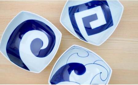 有田焼 染付正角浅鉢 5個セット【そうた窯】食器 器 うつわ 鉢 浅鉢 小鉢 取鉢 染付 5個 セット ブルー 電子レンジ対応 35000円 A35-66