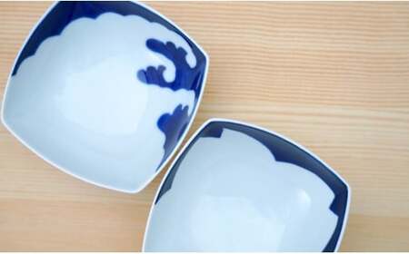 有田焼 染付正角浅鉢 5個セット【そうた窯】食器 器 うつわ 鉢 浅鉢 小鉢 取鉢 染付 5個 セット ブルー 電子レンジ対応 35000円 A35-66