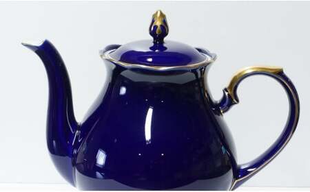 有田焼 ゴールドライン瑠璃・ポット【香蘭社】食器 白磁 コーヒー 紅茶 ティータイム A75-60