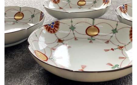 有田焼 其泉 赤玉瓔珞文 銘々皿 15cm 4枚【賞美堂本店】器 うつわ 食器 4枚 セット 皿 取皿 お祝い 縁起物 贈答 ギフト 食洗機対応 A60-97