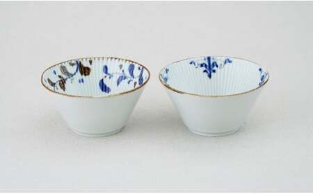 有田焼 スタイリッシュ しのぎ 12cm 反り小鉢 2個 セット【皓洋窯】食器 手描き ペア うつわ スープ サラダ A22-101