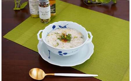 有田焼 花鳥紋 スープ碗皿【青雅堂】器 うつわ 食器 スープ皿 取り皿 セット ギフト A22-82