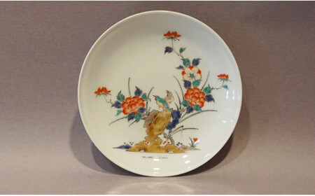 A90-12 柿右衛門窯作 額皿（5寸）牡丹鳥文