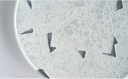 A30-200 グレー角紋白泡雲銀フラットプレート 2枚セット 松尾陶器