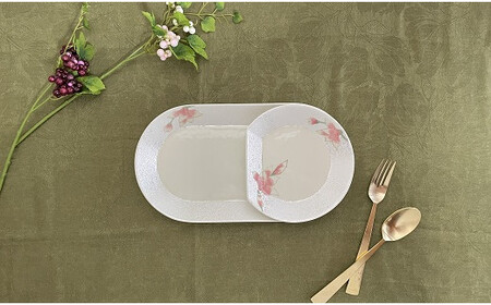 田清窯 組める有田焼 煌めく木蓮花 プレート皿 2枚セット 食器 器 うつわ 陶磁器 皿 ギフト 贈答 35000円 3.5万円 A35-412