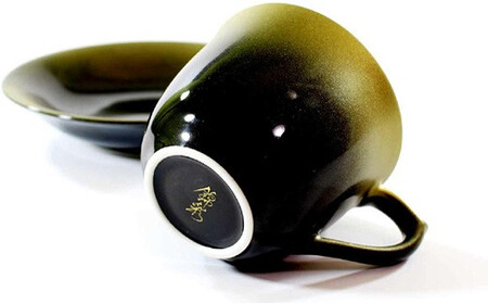 藤井錦彩作 天目金プラチナ彩コーヒーカップペアセット 有田焼 和食器 食器 うつわ 器 コーヒーカップ＆ソーサー カップ 2客セット 2個セット 黒 金 プラチナ かっこいい シンプル おしゃれ 30000円 3万円 A30-746