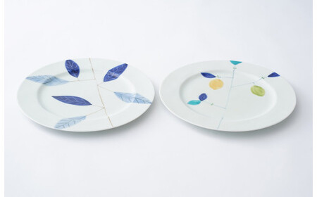 有田焼 リムプレート L（ レモン・染付葉）2枚セット 大慶 食器 器 うつわ 陶磁器 皿 ギフト 贈答 35000円 3.5万円 A35-435