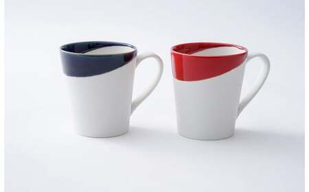 有田焼 つき立マグカップ 大（蒼スノー・レッドスノー）ペア 大慶 A18-204