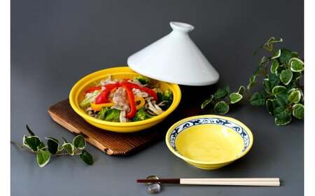 有田焼 レンジタジン鍋（イエロー）＆取り皿（黄唐草）5枚 東洋セラミックス A18-221