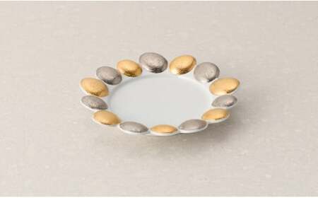 有田焼 宝泉窯 ゴールドプラチナ彩宝石型プレート 2枚セット 食器 器 うつわ 陶磁器 皿 ギフト 贈答 35000円 3.5万円 A35-455