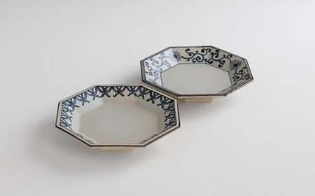 有田焼　菓子皿　2枚セット 楽天市場】【ふるさと納税】 有田焼 徳幸窯 古染付八角皿 2枚